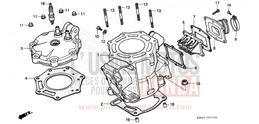 CYLINDRE/CULASSE (1) CR250RE de 1984